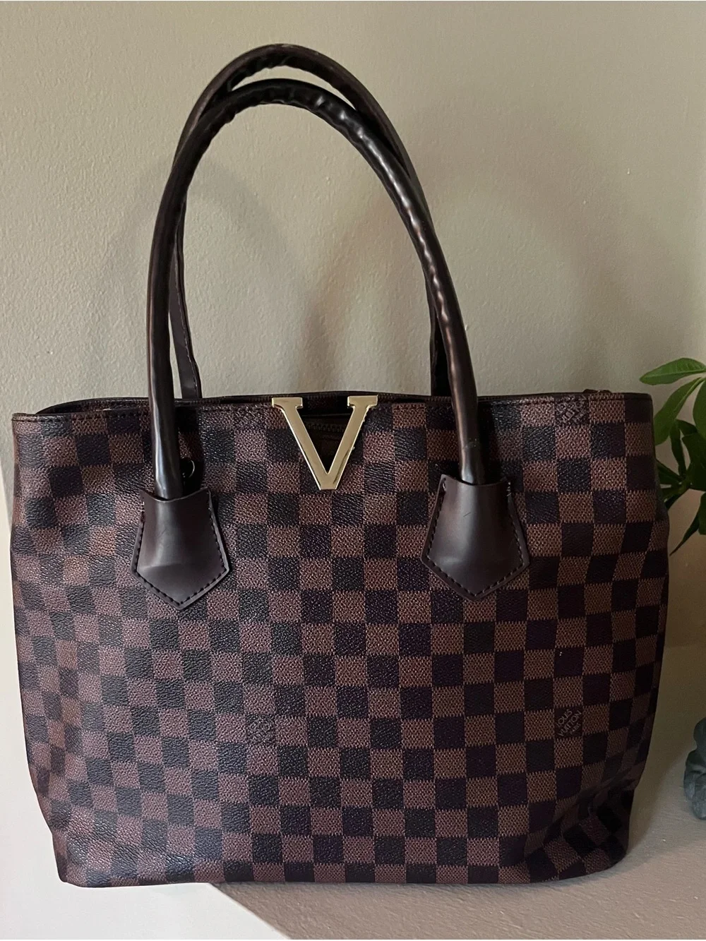 Designer-Inspired Women's Red Tote Bag with Gold Hardware